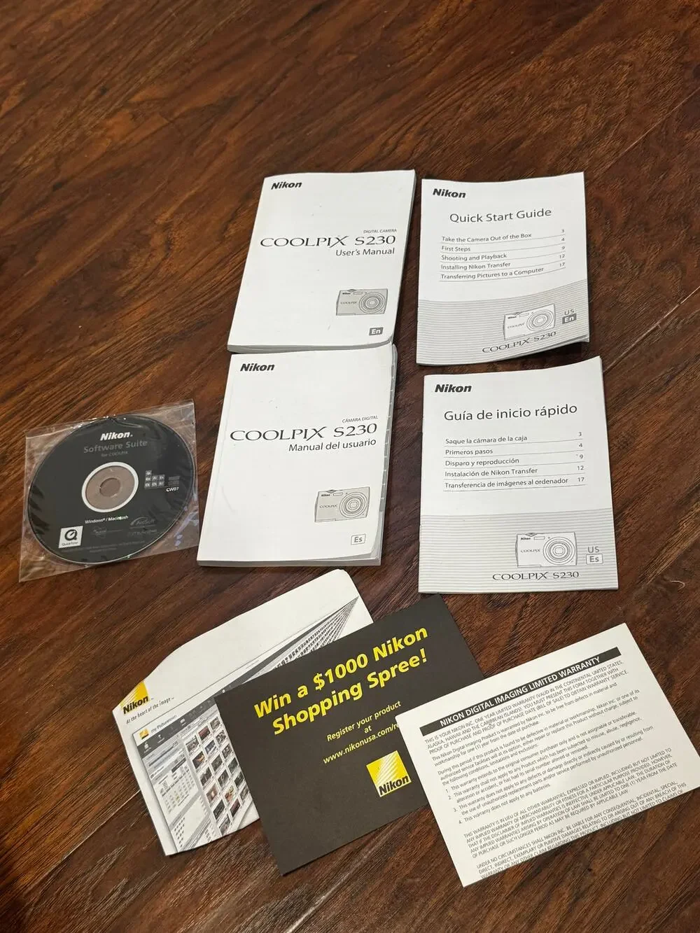 Nikon Coolpix S230 Users Manual & Quick Start Guide Booklets & Software CD Rom